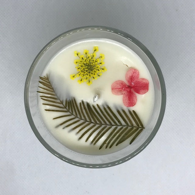 Pressed Flower Candles - Clear Rocks Glass